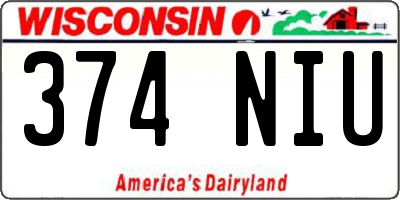 WI license plate 374NIU
