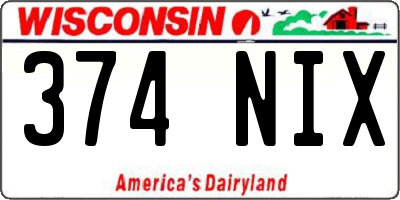 WI license plate 374NIX