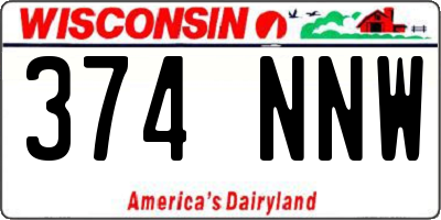 WI license plate 374NNW