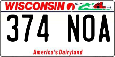 WI license plate 374NOA