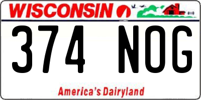 WI license plate 374NOG