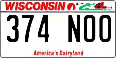 WI license plate 374NOO