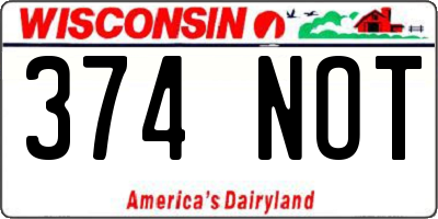 WI license plate 374NOT