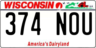 WI license plate 374NOU