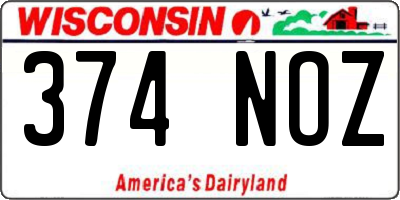WI license plate 374NOZ