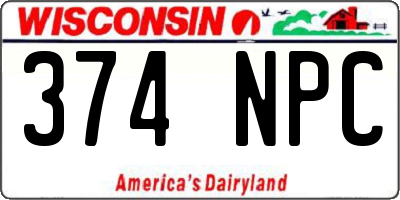 WI license plate 374NPC