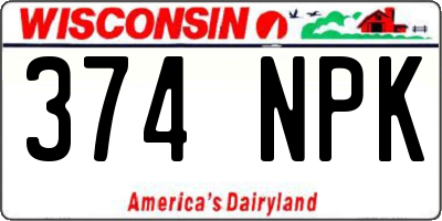 WI license plate 374NPK