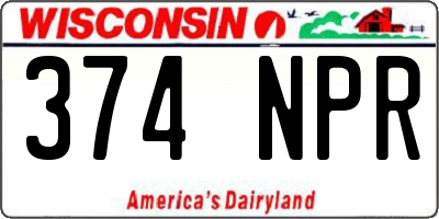WI license plate 374NPR