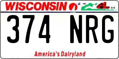 WI license plate 374NRG