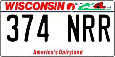 WI license plate 374NRR