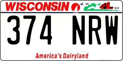WI license plate 374NRW