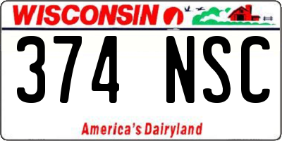 WI license plate 374NSC