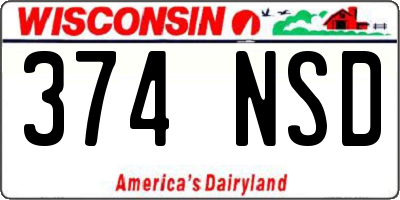 WI license plate 374NSD