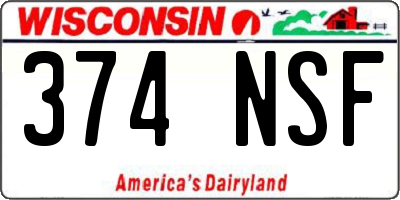 WI license plate 374NSF