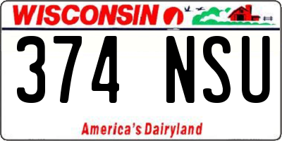 WI license plate 374NSU