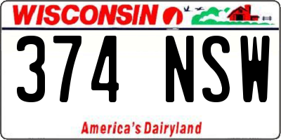 WI license plate 374NSW