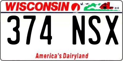 WI license plate 374NSX