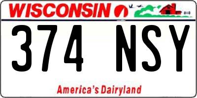 WI license plate 374NSY