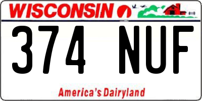 WI license plate 374NUF