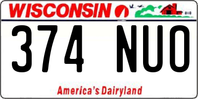 WI license plate 374NUO