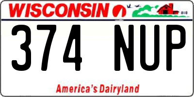 WI license plate 374NUP