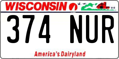 WI license plate 374NUR