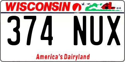 WI license plate 374NUX
