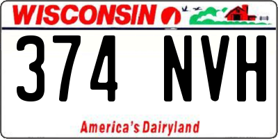 WI license plate 374NVH
