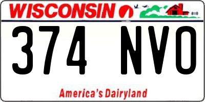 WI license plate 374NVO