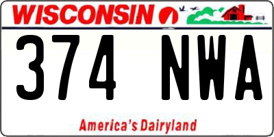 WI license plate 374NWA