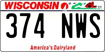 WI license plate 374NWS