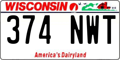 WI license plate 374NWT