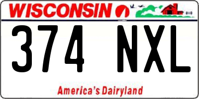 WI license plate 374NXL