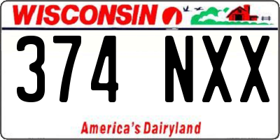 WI license plate 374NXX