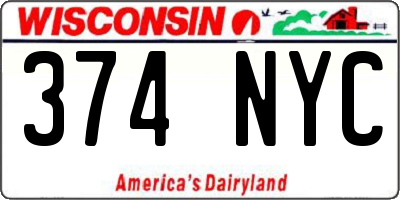 WI license plate 374NYC
