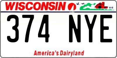 WI license plate 374NYE