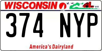 WI license plate 374NYP