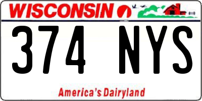 WI license plate 374NYS