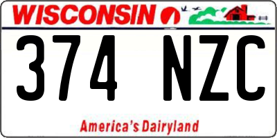 WI license plate 374NZC