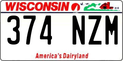 WI license plate 374NZM