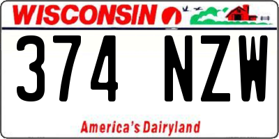 WI license plate 374NZW