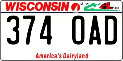 WI license plate 374OAD