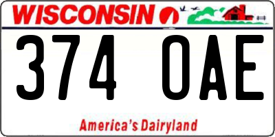 WI license plate 374OAE