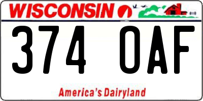 WI license plate 374OAF