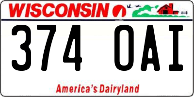 WI license plate 374OAI