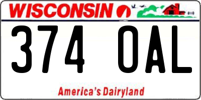 WI license plate 374OAL