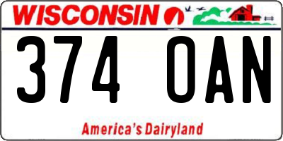 WI license plate 374OAN