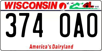 WI license plate 374OAO