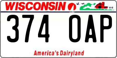 WI license plate 374OAP