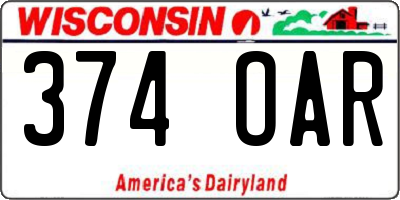 WI license plate 374OAR